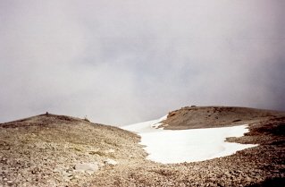 Crossing mounds of Talus and some snow, trail to Black Tusk 2000-09.